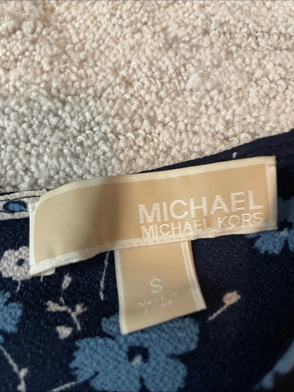 Michael Kors Navy Floral Flutter-Sleeve Dress